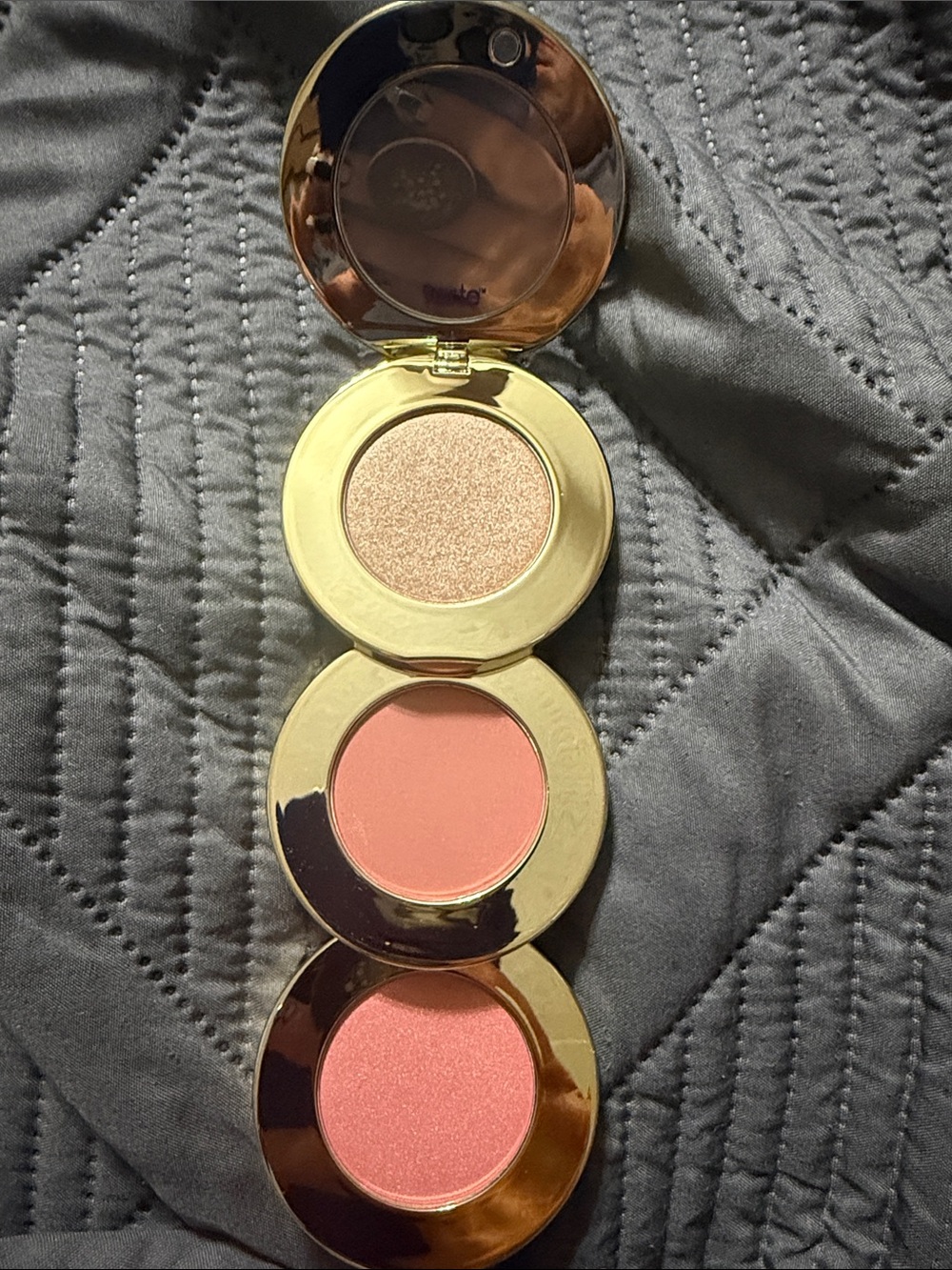 tarte Three-Pan Compact in Champagne Shimmer and Peach-Pink Blushes